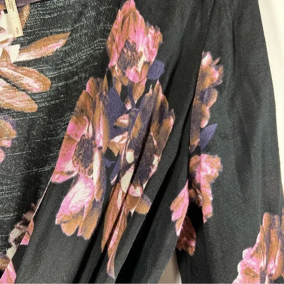 FREE PEOPLE All the Right Ruffles Floral Romper Black Brown Pink Size Small - Picture 5 of 15